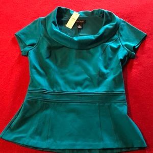 NWT Turquoise blue jewel neck top